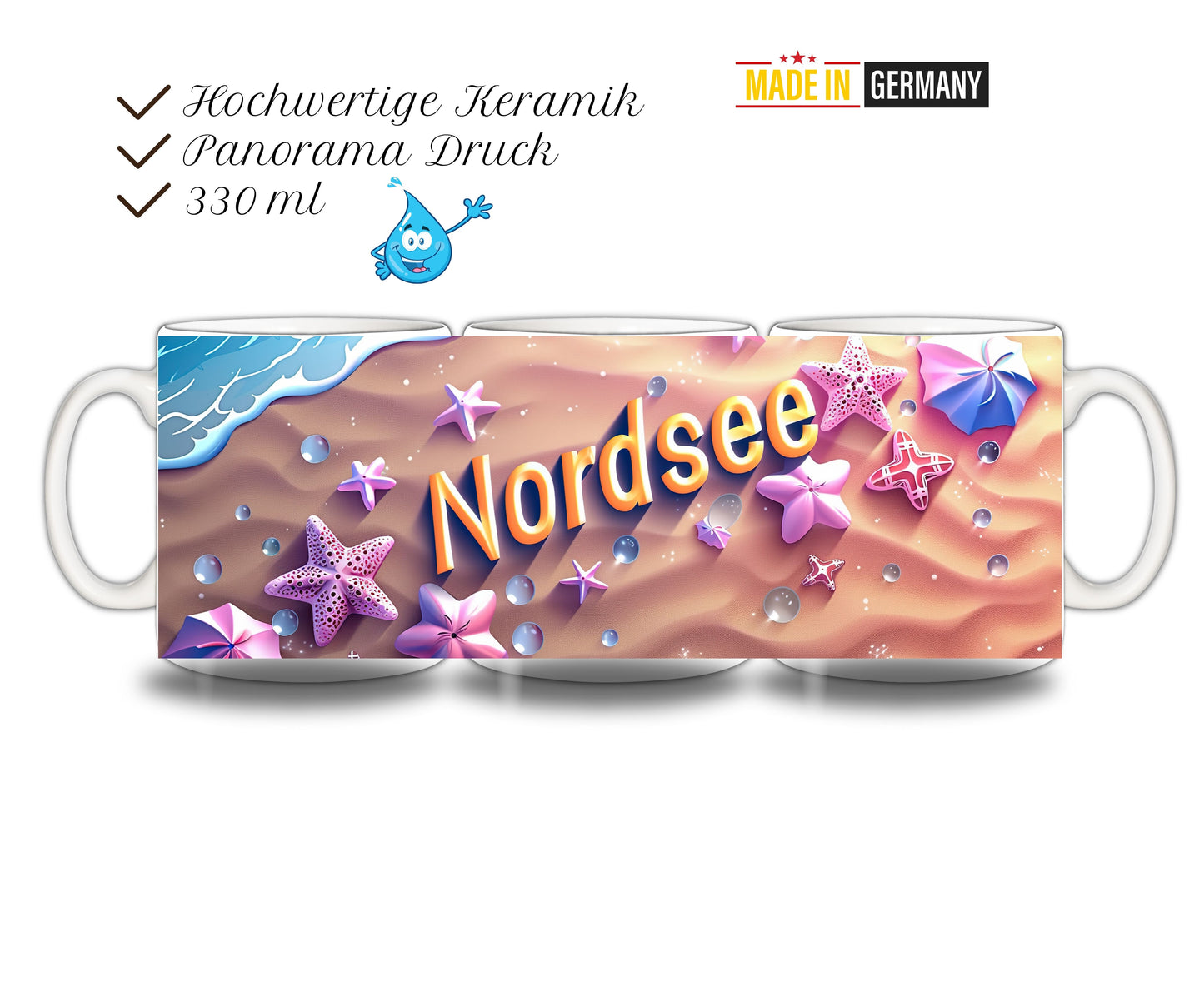 Panorama-Kaffeetasse mit Nordsee-Motiv