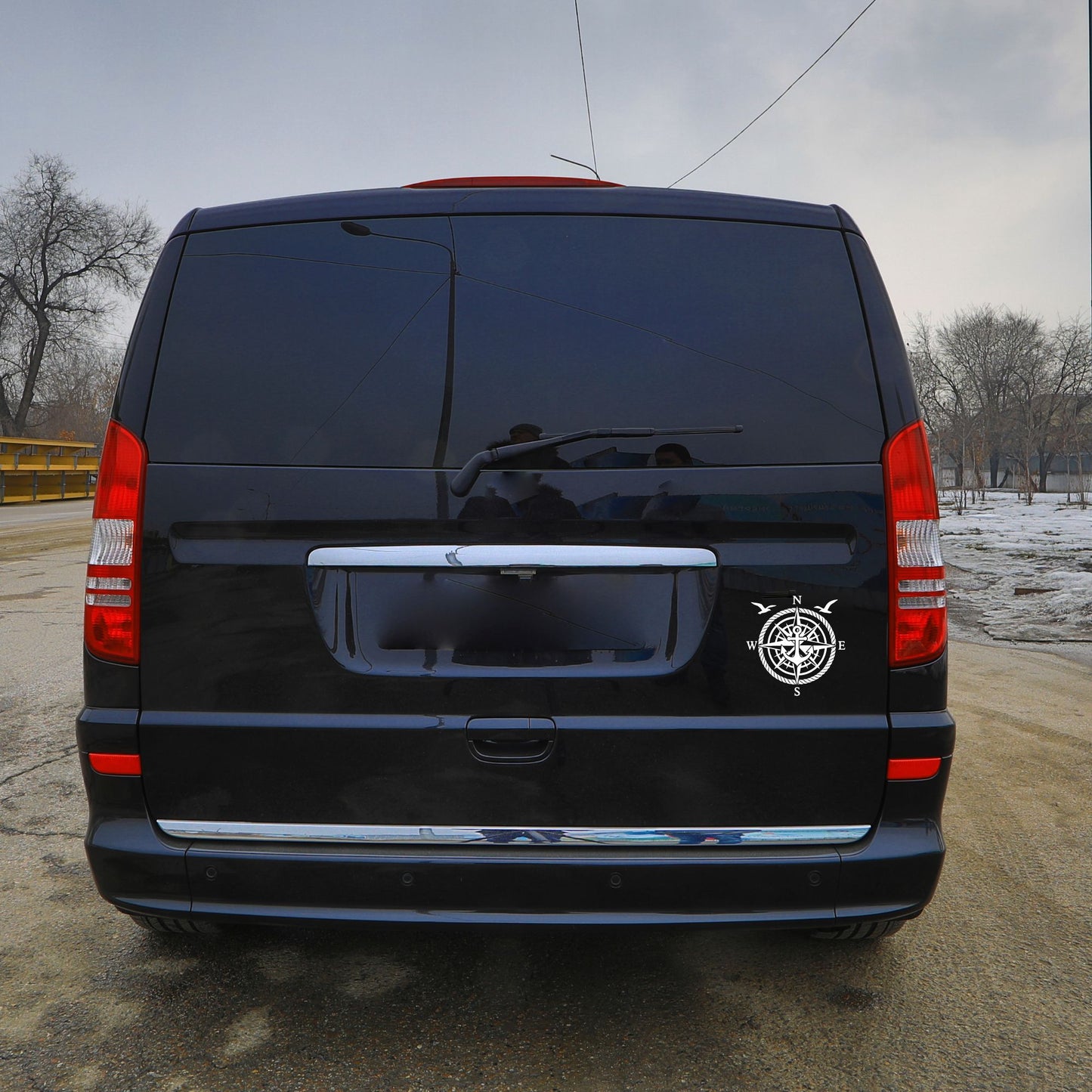 Vinyl Aufkleber Kompass mit Anker