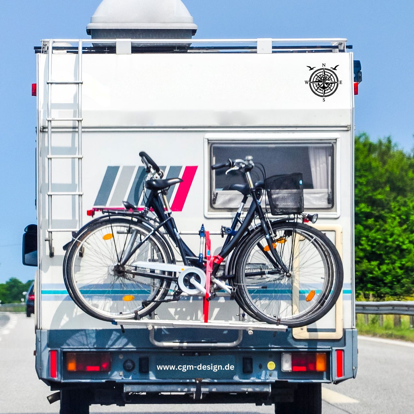 Vinyl Aufkleber Kompass mit Anker