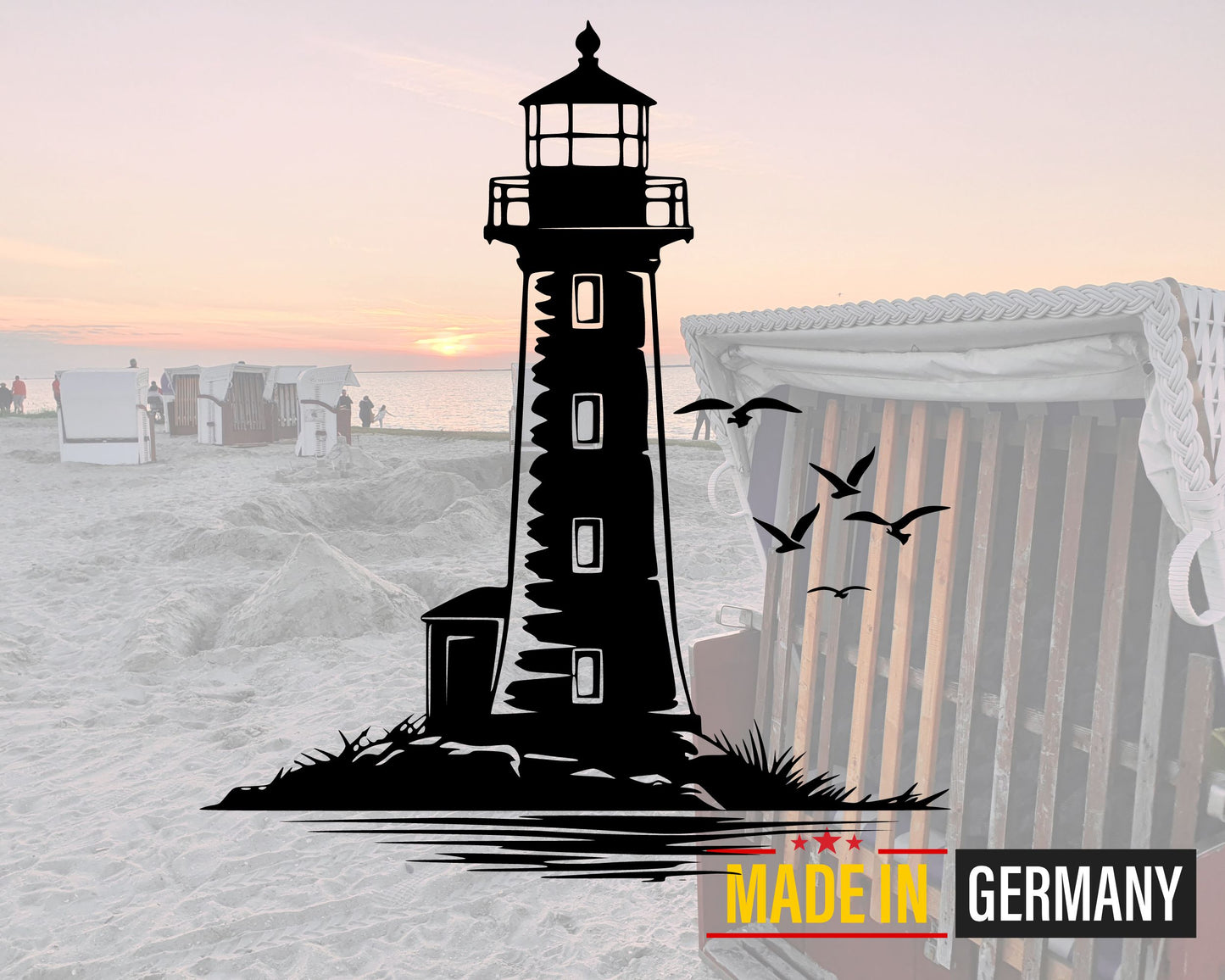 Autocollant en vinyle maritime avec phare et mouettes