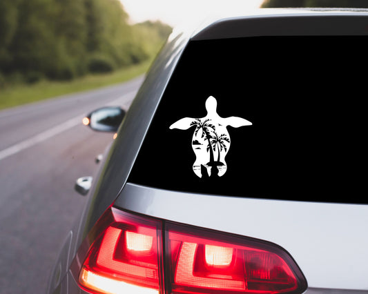 Vinyl Aufkleber Schildkröte mit Palmen