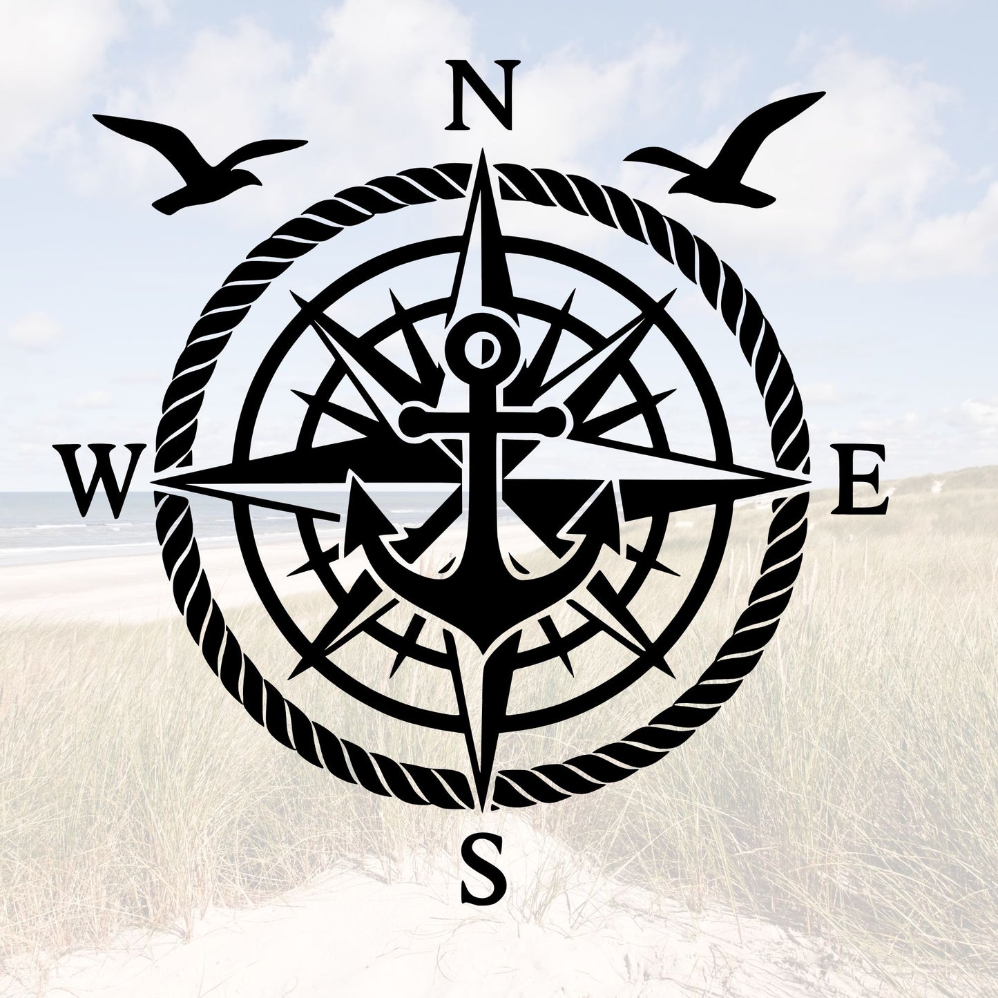 Vinyl Aufkleber Kompass mit Anker