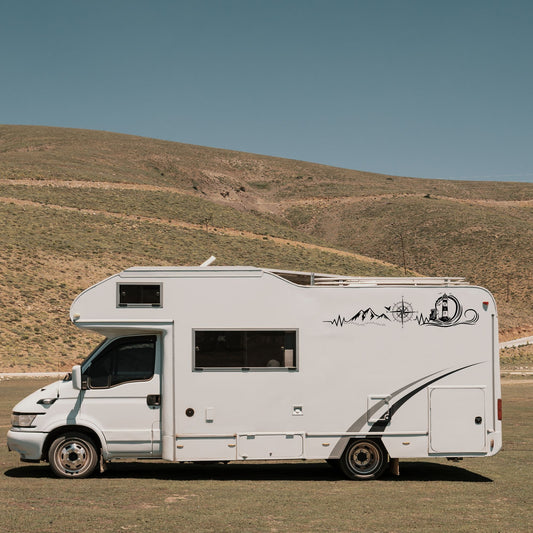 Plotterdatei Wohnmobil | Wohnwagen Set Meer & Welle SVG | DXF – Camping Deko