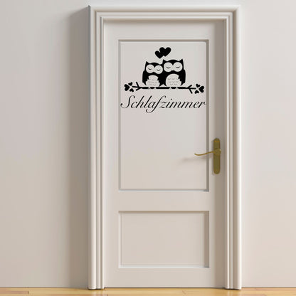 Plotterdatei Türaufkleber Schlafzimmer Eulenpaar | SVG DXF | Digitale Datei mit gewerblicher Lizenz