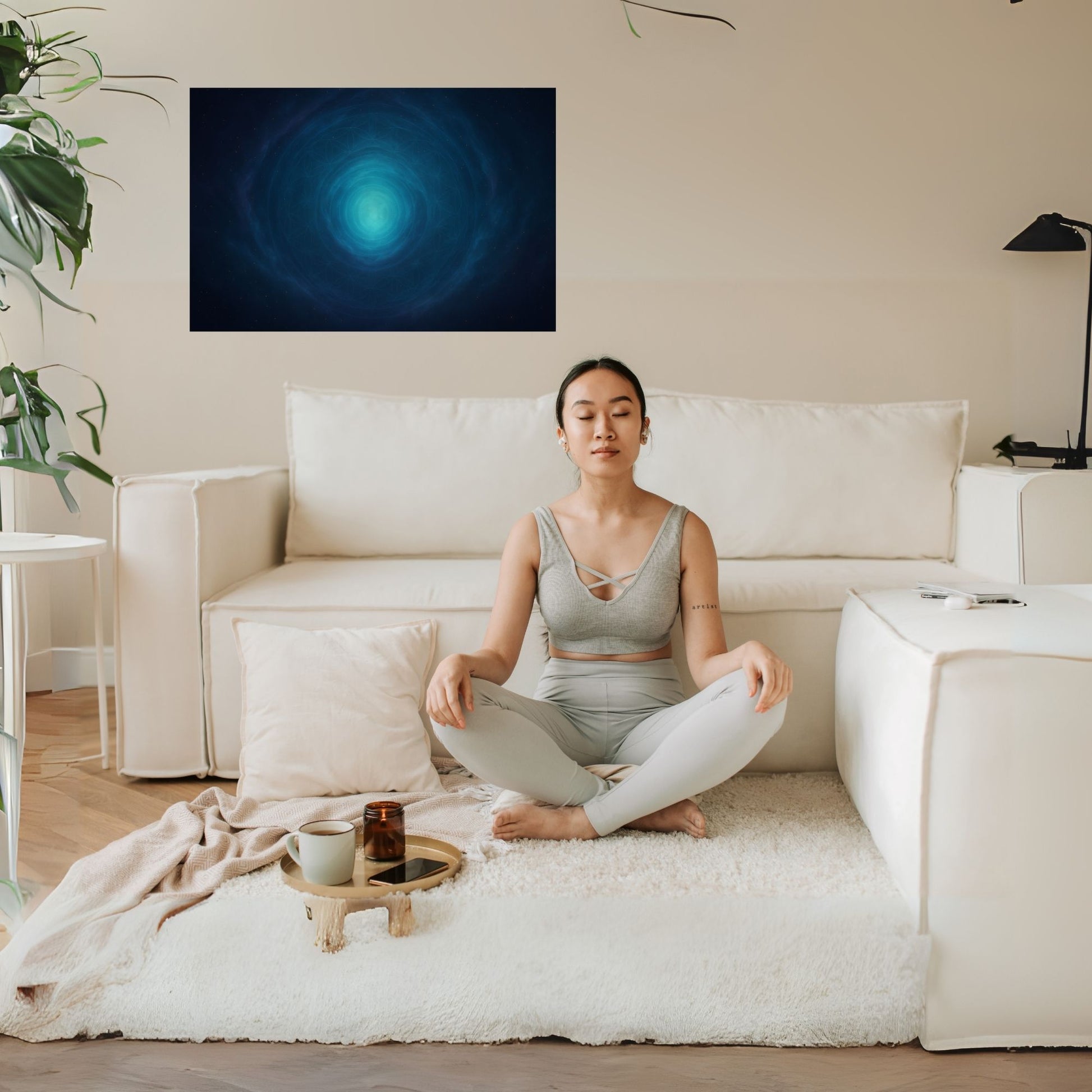 Heilige Geometrie Mandala – Printable Wall Art in Blau (DIN/3:2/4:3)