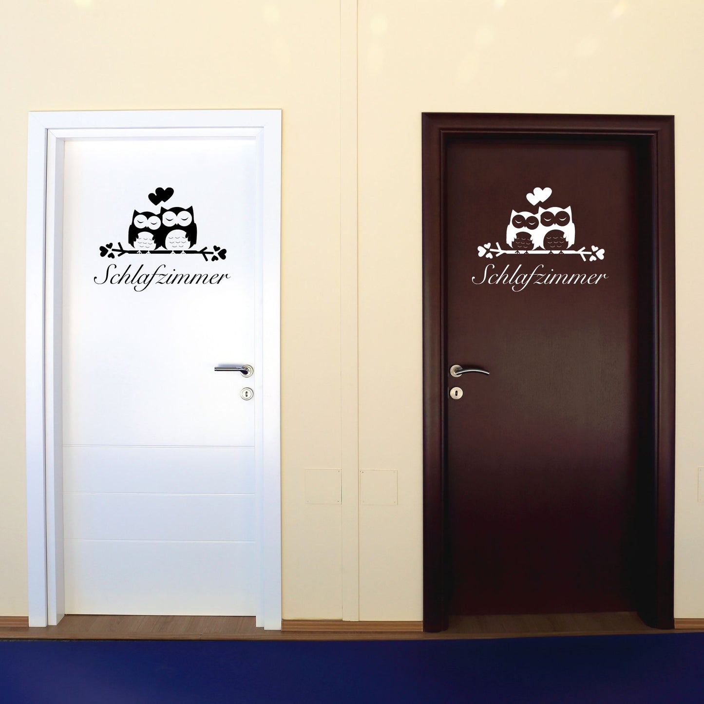 Plotterdatei Türaufkleber Schlafzimmer Eulenpaar | SVG DXF | Digitale Datei mit gewerblicher Lizenz