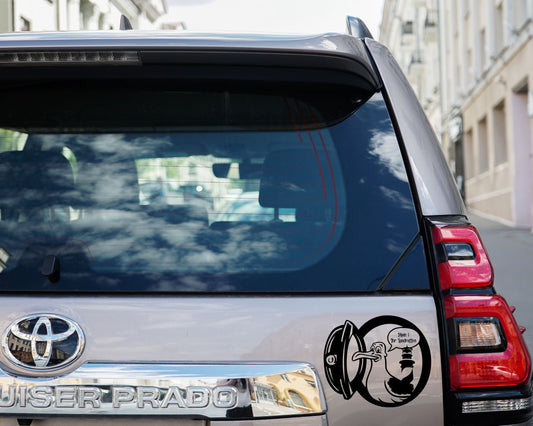 Mouette dans le hublot – Autocollant vinyle maritime « Bonjour, terriens !