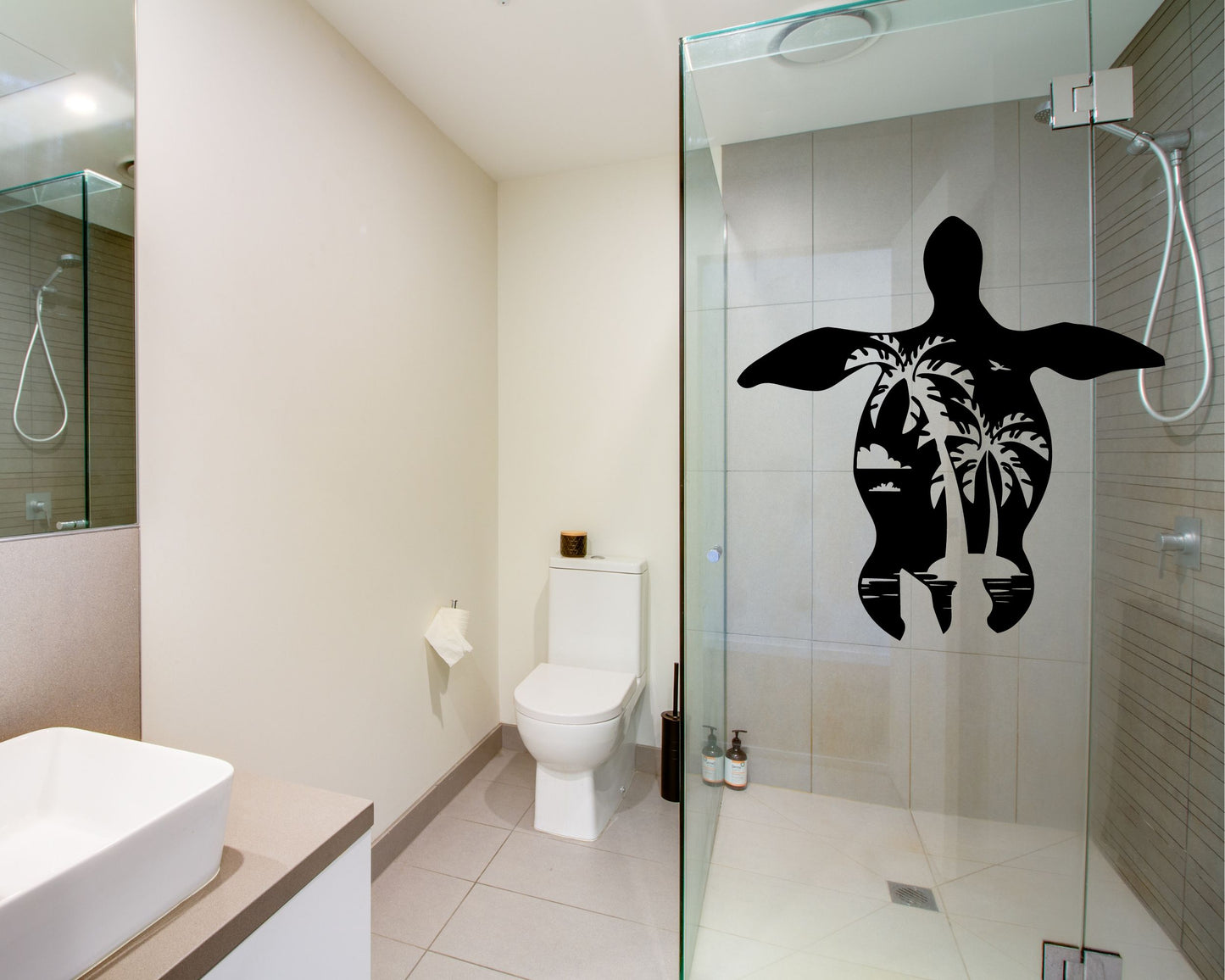 Autocollant en vinyle tortue avec palmiers