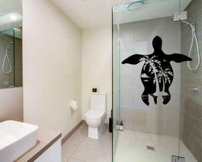 Autocollant en vinyle tortue avec palmiers