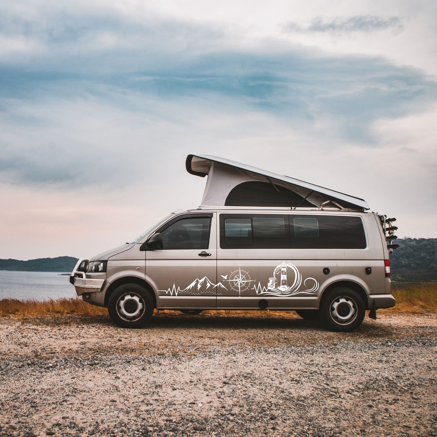 Plotterdatei Wohnmobil | Wohnwagen Set Meer & Welle SVG | DXF  – Camping Deko