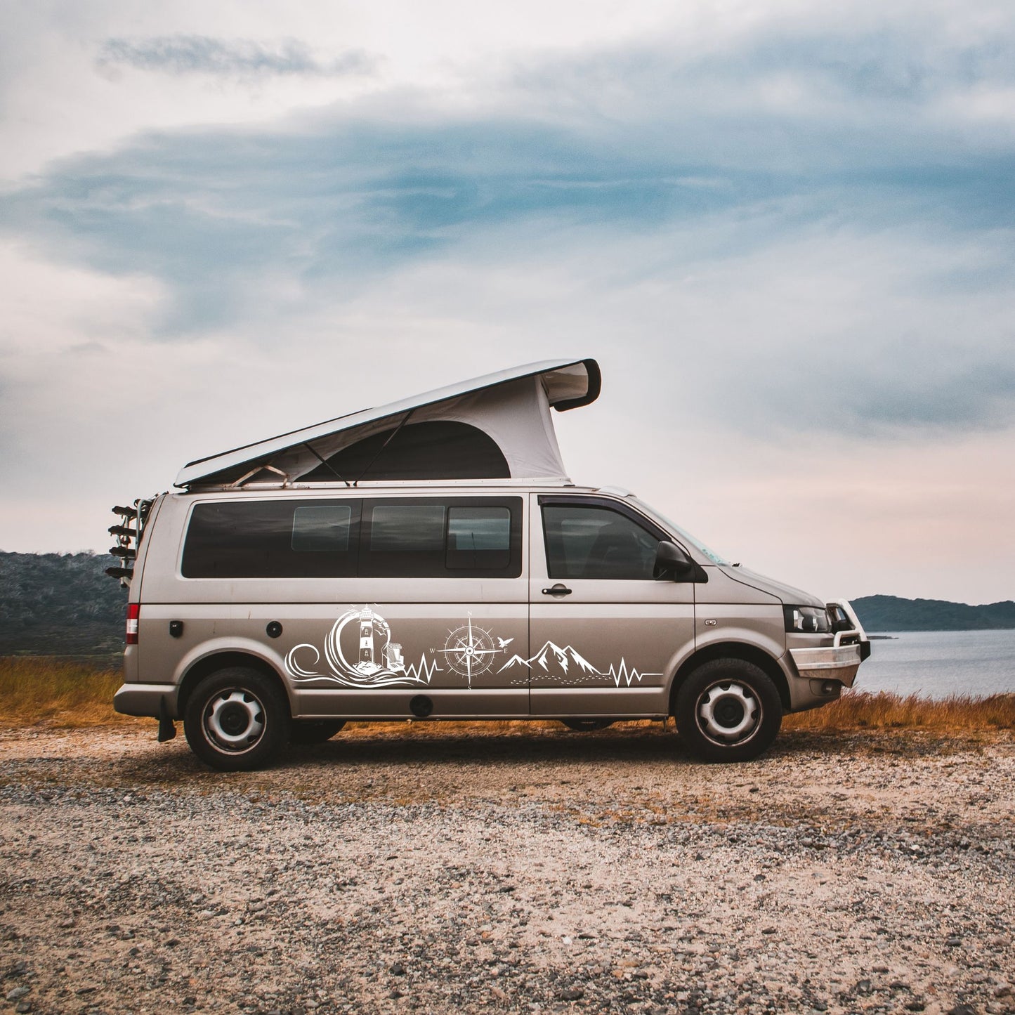 Plotterdatei Wohnmobil | Wohnwagen Set Meer & Welle SVG | DXF  – Camping Deko