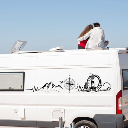 Plotterdatei Wohnmobil | Wohnwagen Set Meer & Welle SVG | DXF  – Camping Deko