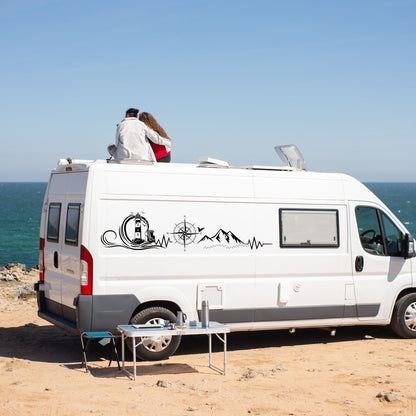 Plotterdatei Wohnmobil | Wohnwagen Set Meer & Welle SVG | DXF  – Camping Deko