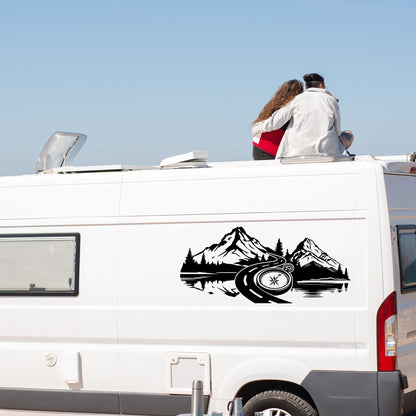 Plotterdatei Kompass Berge Straße Offroad SVG | DXF | PNG – Camper Vanlife Design