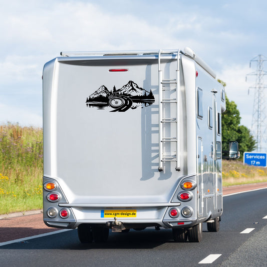 Plotterdatei Kompass Berge Straße Offroad SVG | DXF | PNG – Camper Vanlife Design