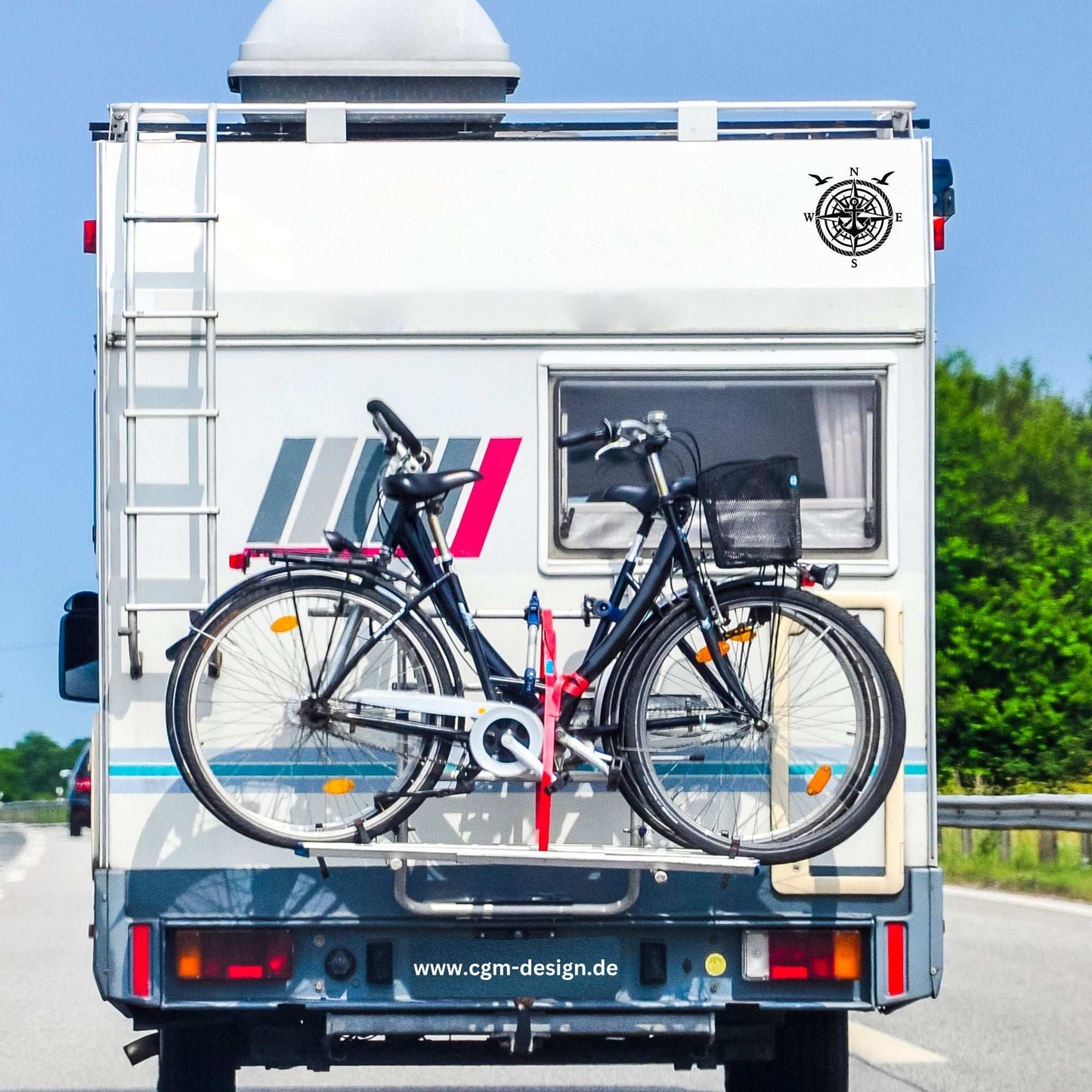 Vinyl Aufkleber Kompass mit Anker