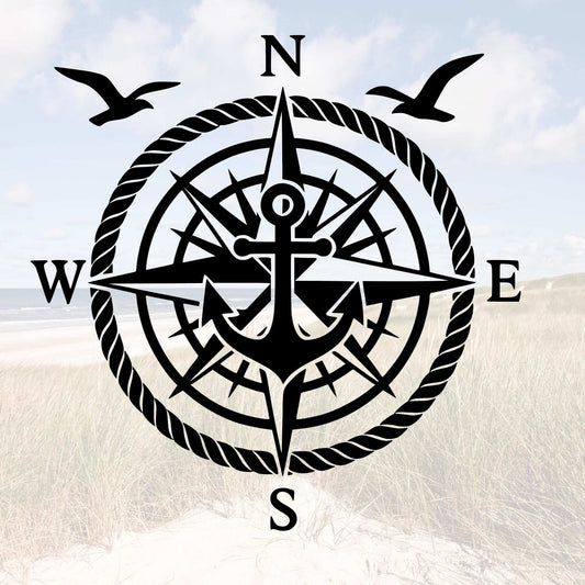 Vinyl Aufkleber Kompass mit Anker