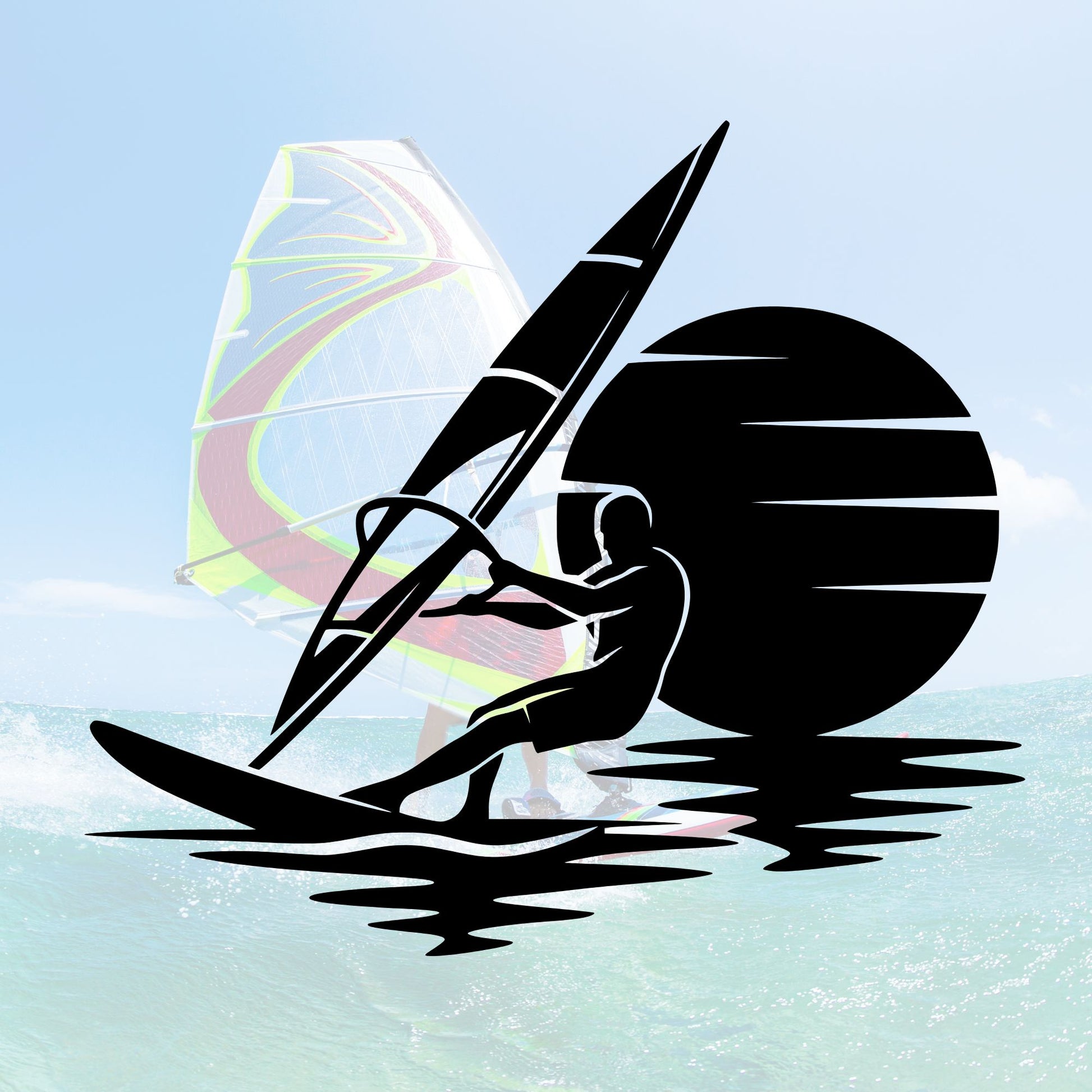 Windsurfer Vinyl Aufkleber im Sonnenuntergang 

