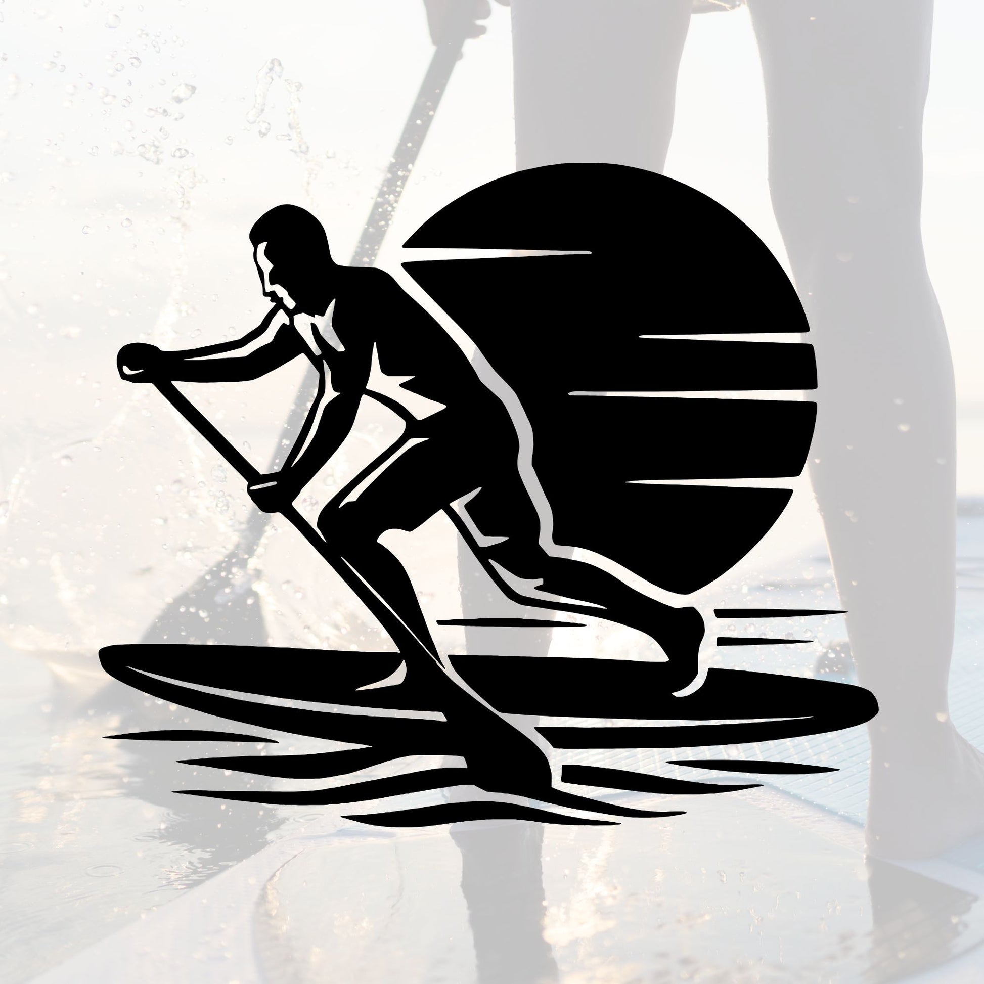 SUP Aufkleber mit männlicher Silhouette beim Paddeln

