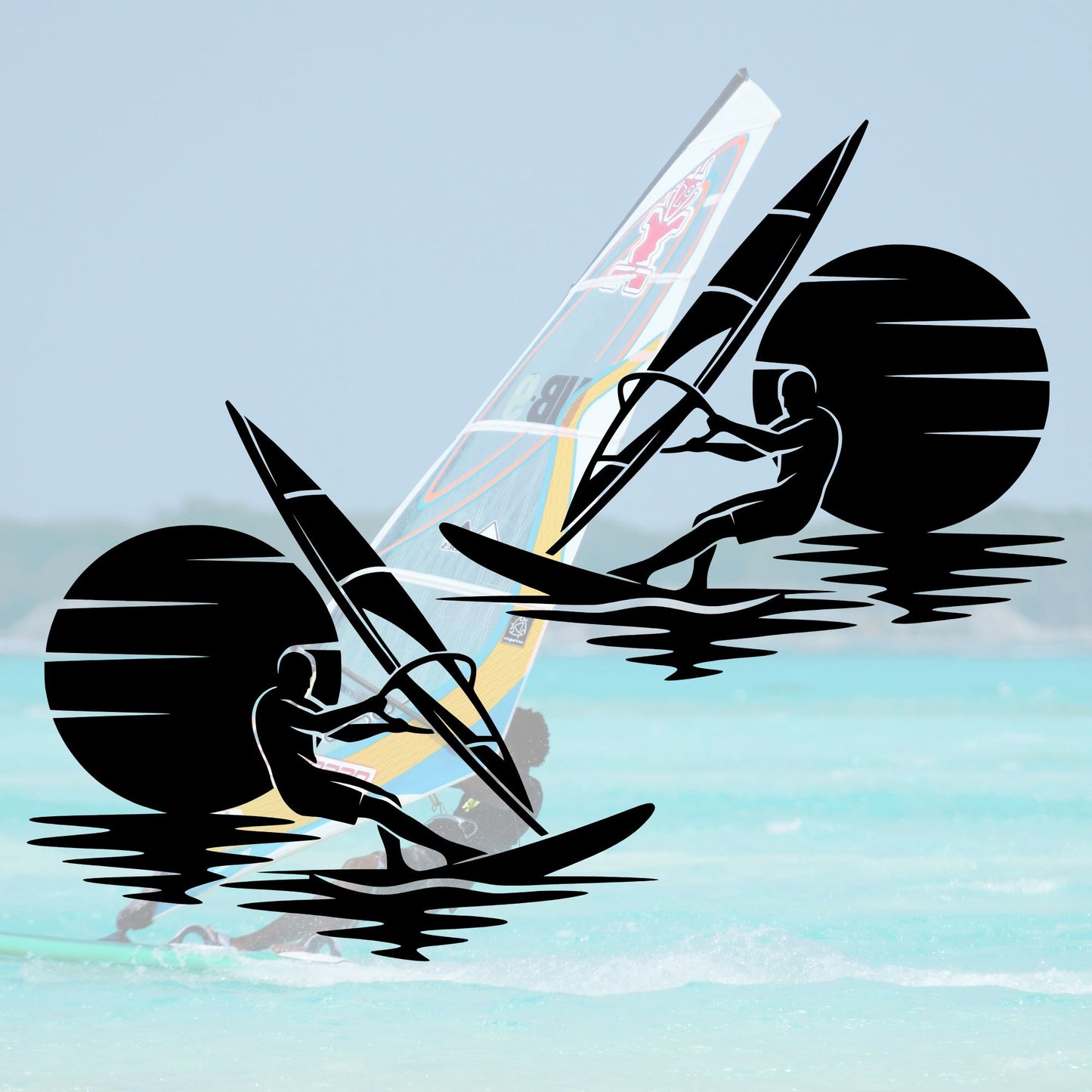 Dynamischer Windsurf Sticker für Wohnmobil oder Auto