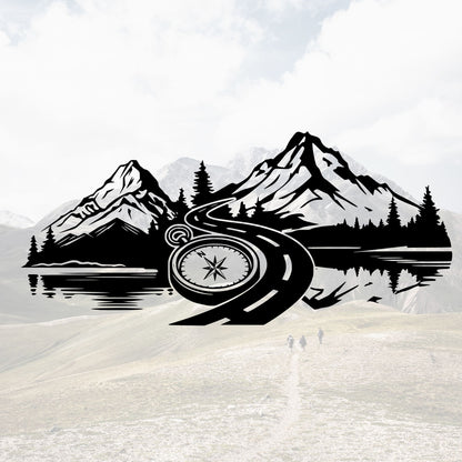 Plotterdatei Kompass Berge Straße Offroad SVG | DXF | PNG – Camper Vanlife Design