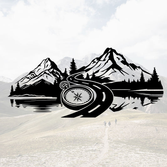 Plotterdatei Kompass Berge Straße Offroad SVG | DXF | PNG – Camper Vanlife Design