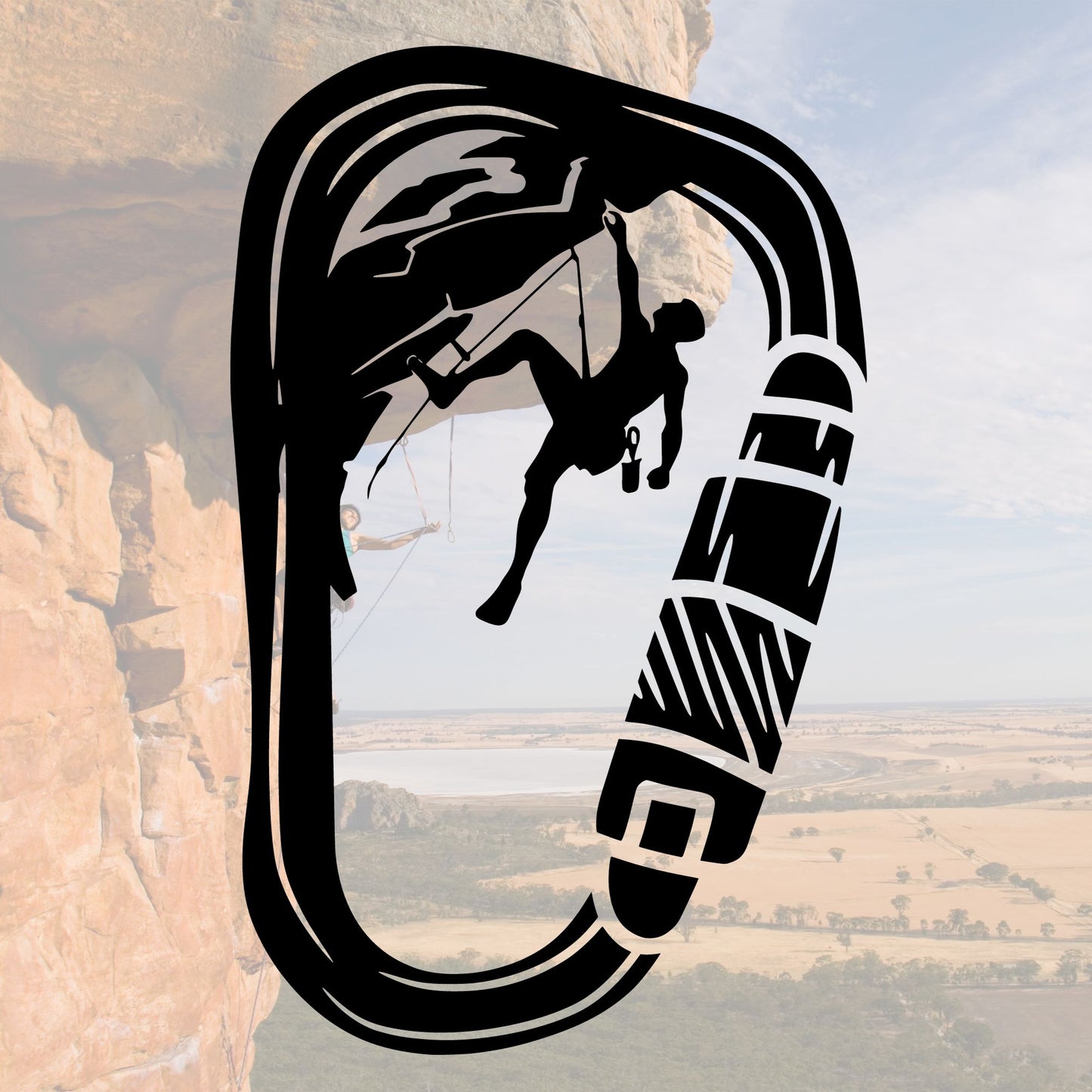 Plotterdatei Kletterer im Karabiner SVG | DXF | PNG – Bergsteiger & Bouldern Design