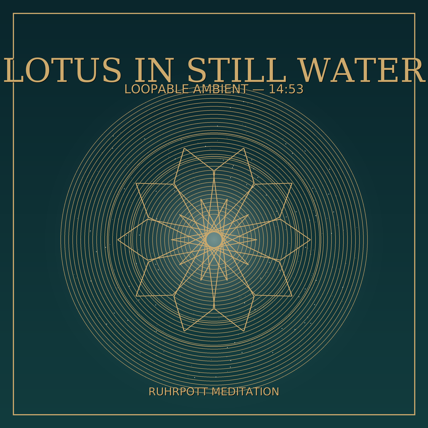 Hypnose-sichere Meditationsmusik – leichter Glow, Lotus-Emblem, ruhige Tiefe