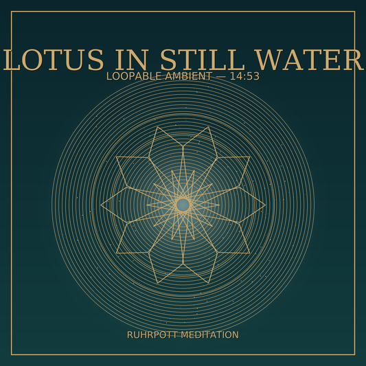 Hypnose-sichere Meditationsmusik – leichter Glow, Lotus-Emblem, ruhige Tiefe