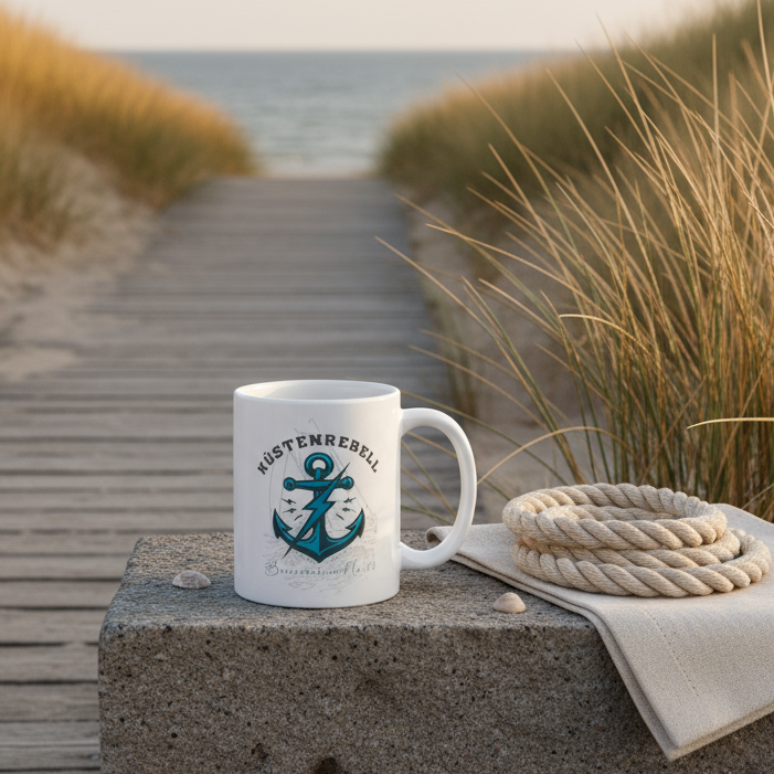 Sublimations-Design „Küstenrebell“ | Maritimes Anker PNG für Tassen, Shirts & Geschenke