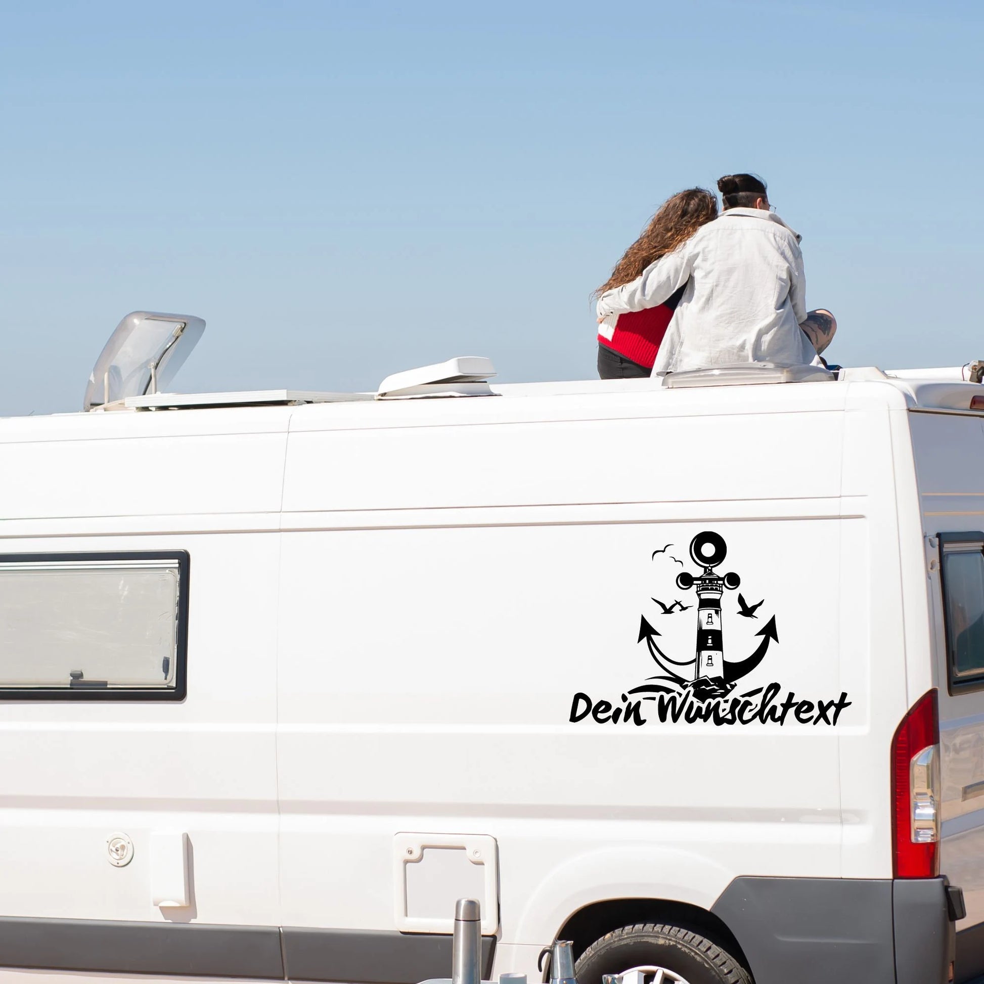 Maritimer Autoaufkleber mit Wunschtext – personalisierbar